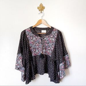 Fairycore AUGUSTE The Label Floral Peasant Top Bell sleeves boho top Size 2